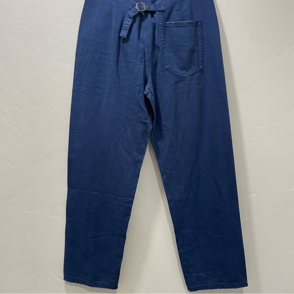 NWT Free People x Sandrine Rose Blue Cotton Linen Wide Leg Buckle Pants Size 28 - Picture 10 of 14